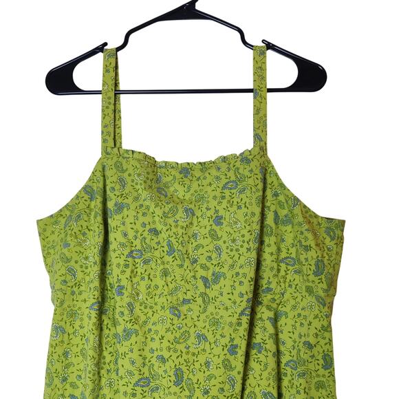 Vtg 90s Venezia Lime Green Paisley Ruffle Square Neck Cotton Dress 18 Clueless - Picture 3 of 11
